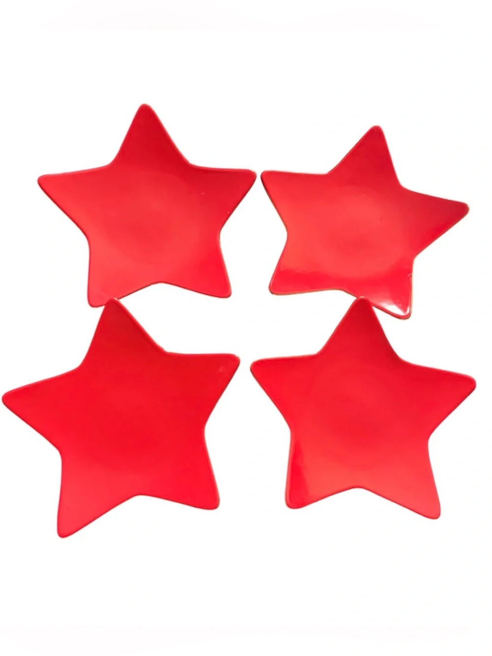 Williams Sonoma 9” Red Star Gold Trim Porcelain Plates Set of (4) July Fourth